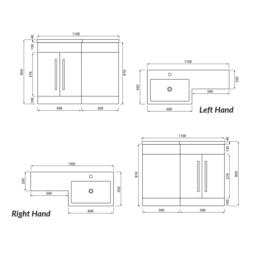 Daisy 1100 L Shape Vanity Set