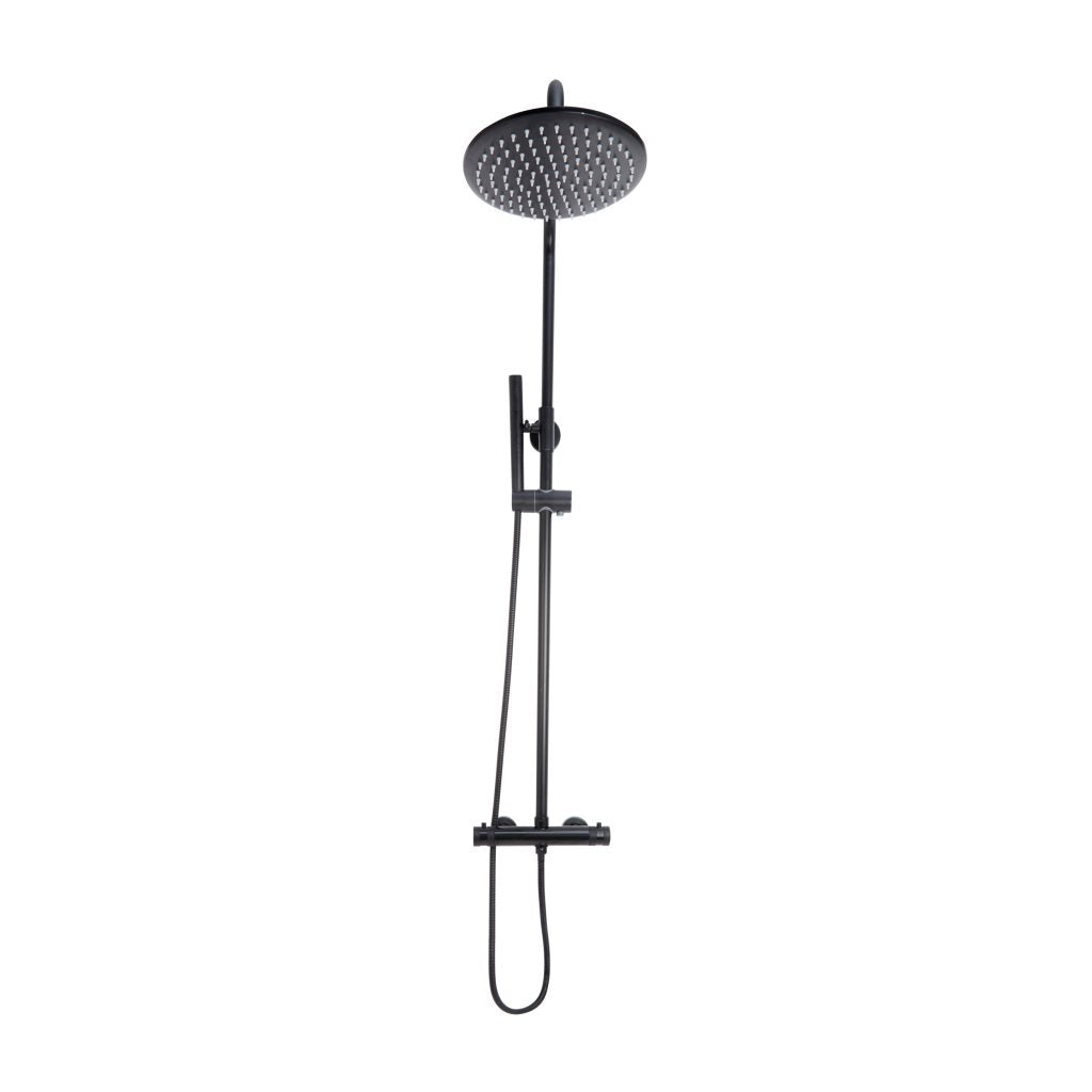 Alpha Black Round Rigid Riser Shower