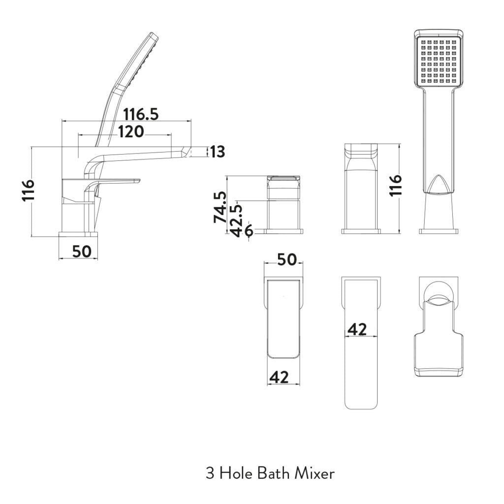 Fluro 3 Hole Bath
