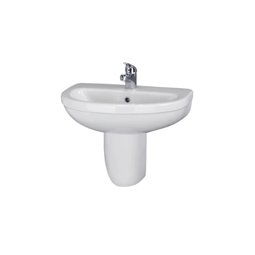Round 550mm Basin 1 Tap Hole & Semi Pedestal
