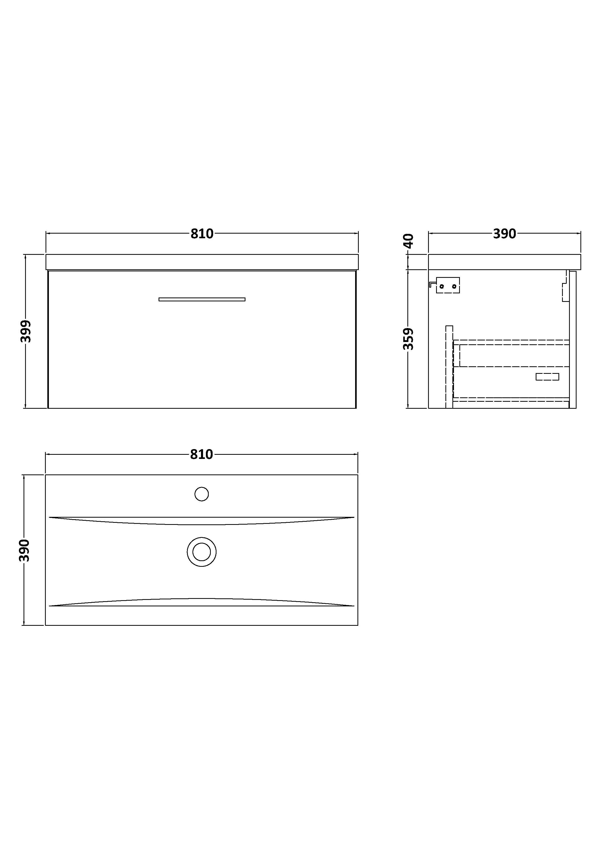 Arko 800mm Wall Hung 1-Drawer Vanity