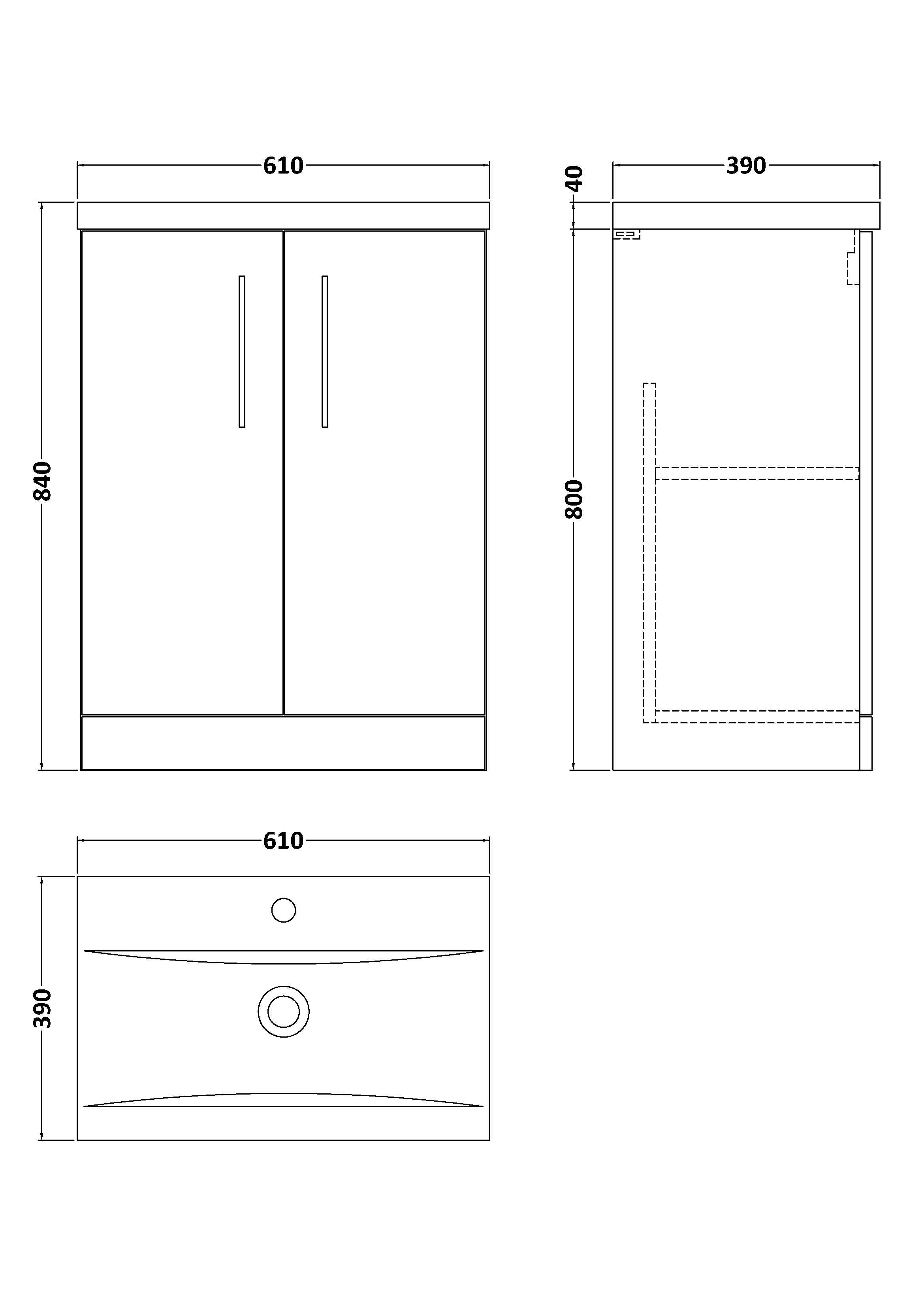 Arko 600mm Floor Standing 2-Door Vanity
