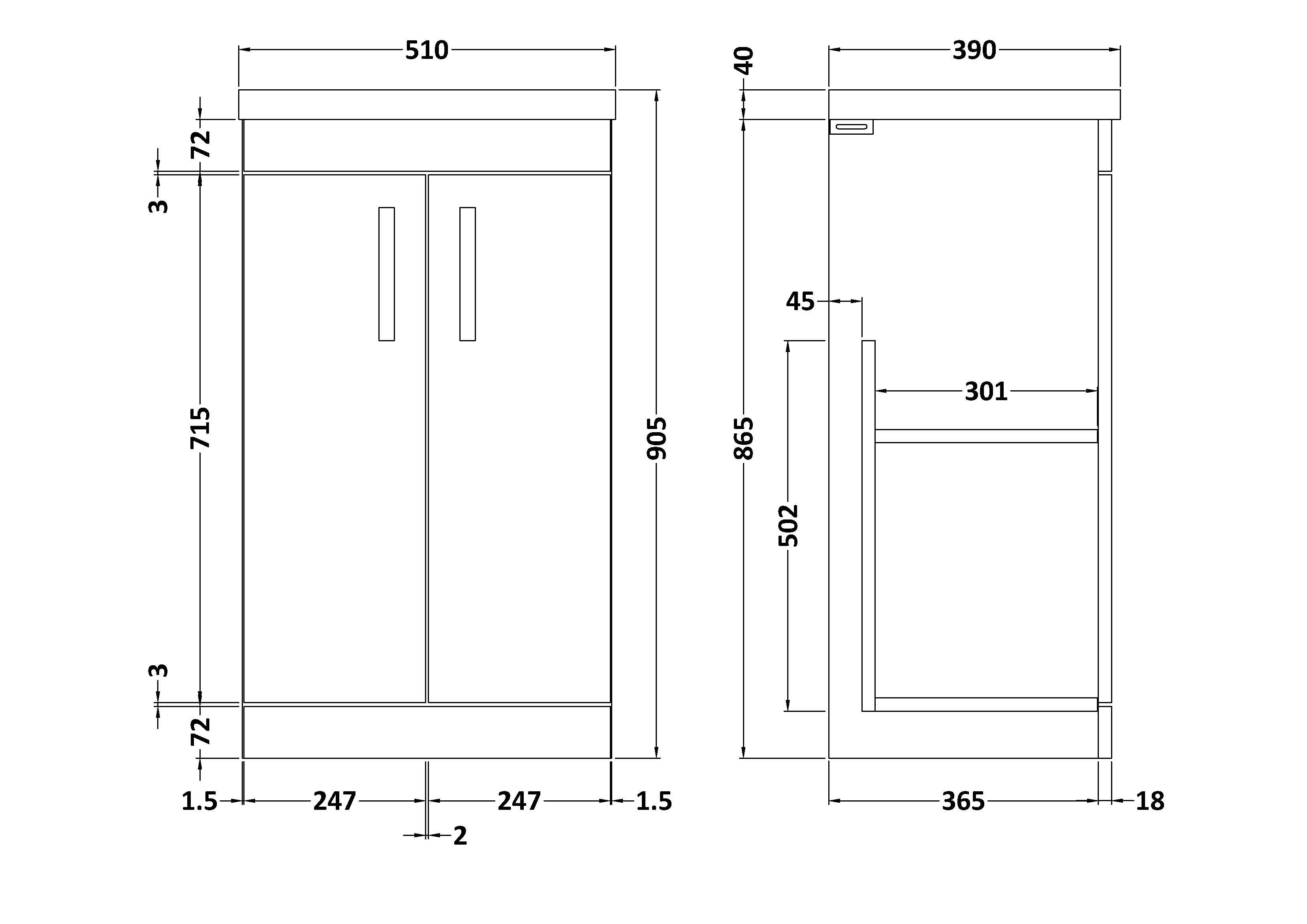 Reina 500mm Floor Standing 2-Door Vanity