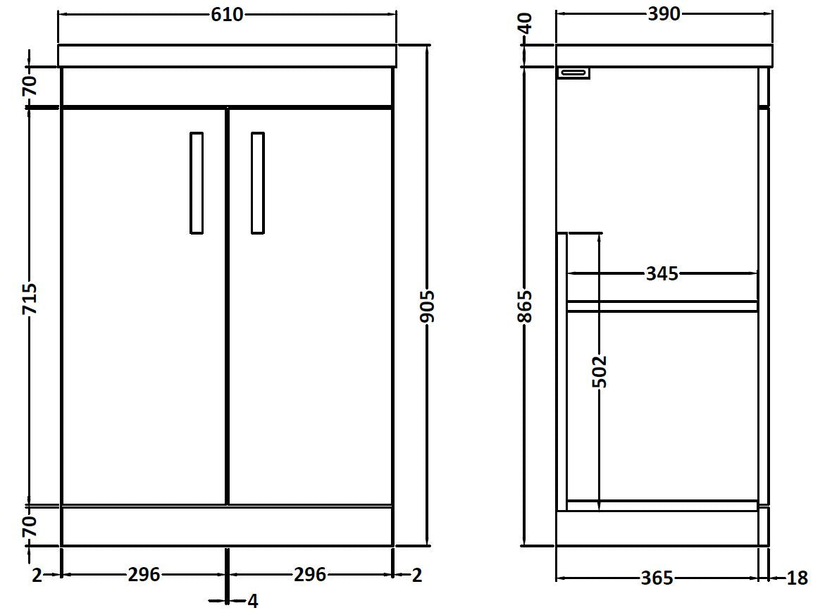 Reina 600mm Floor Standing 2-Door Vanity