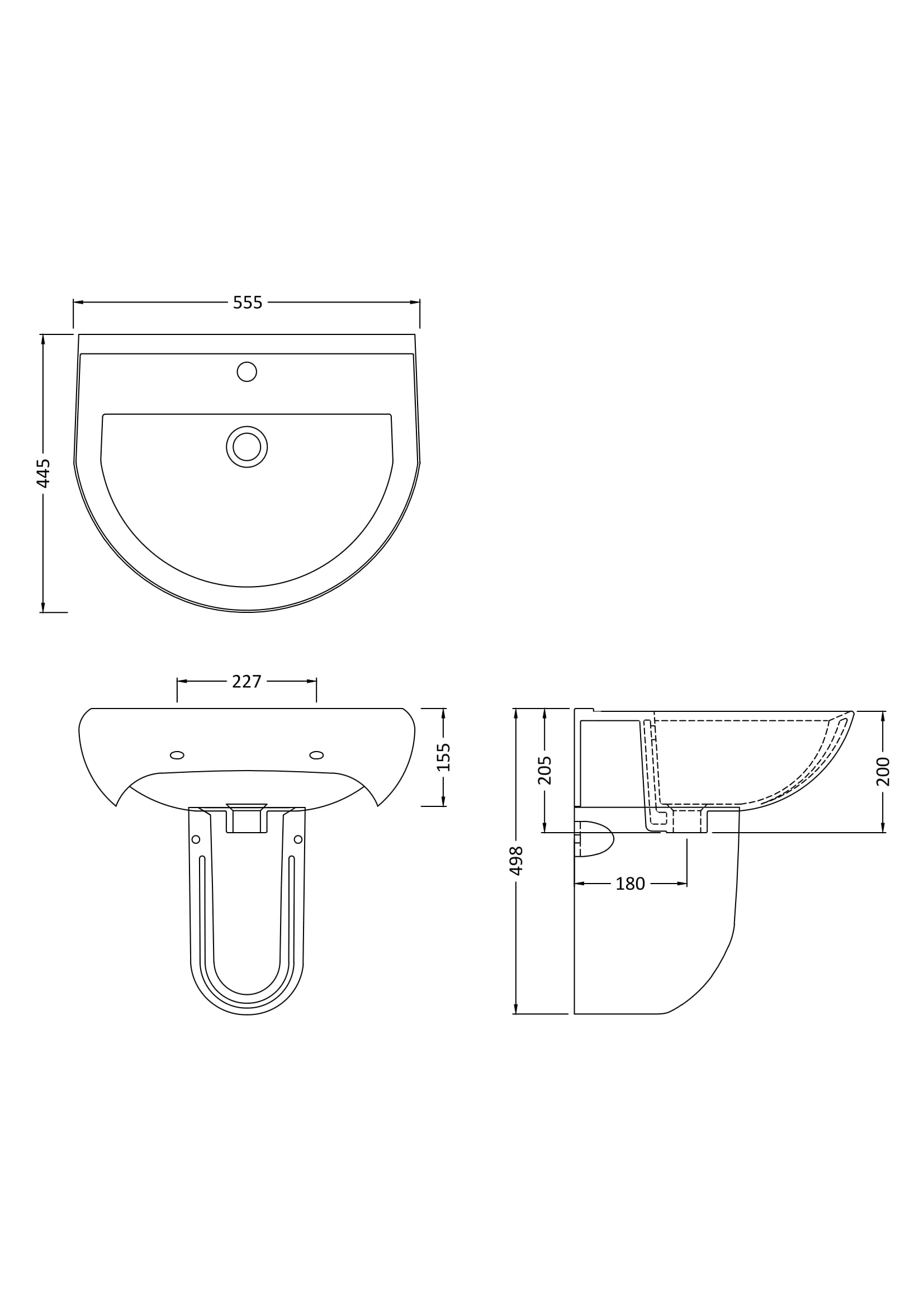 Round 550mm Basin 1 Tap Hole & Semi Pedestal