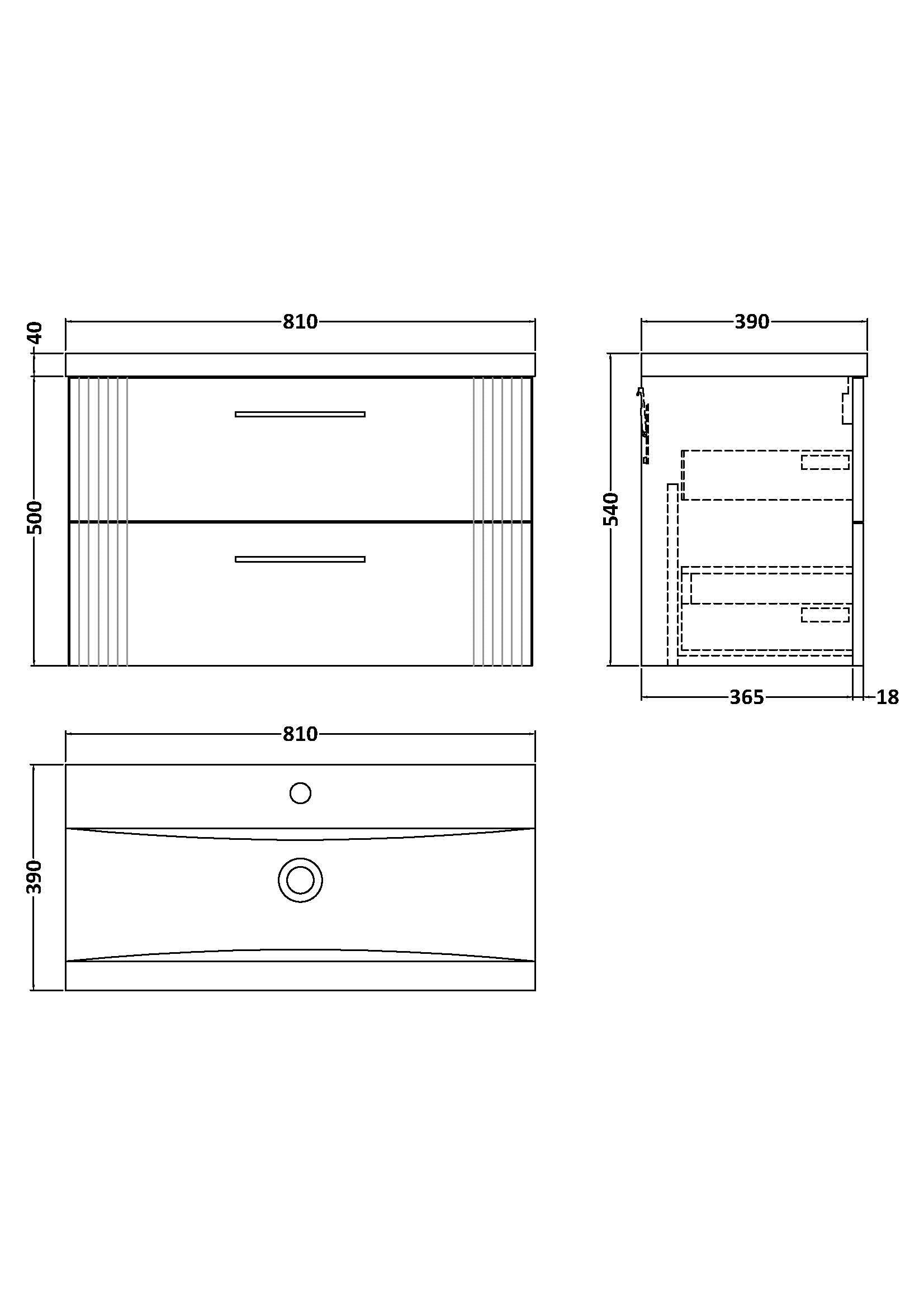 Eco 800mm Wall Hung 2-Drawer Vanity