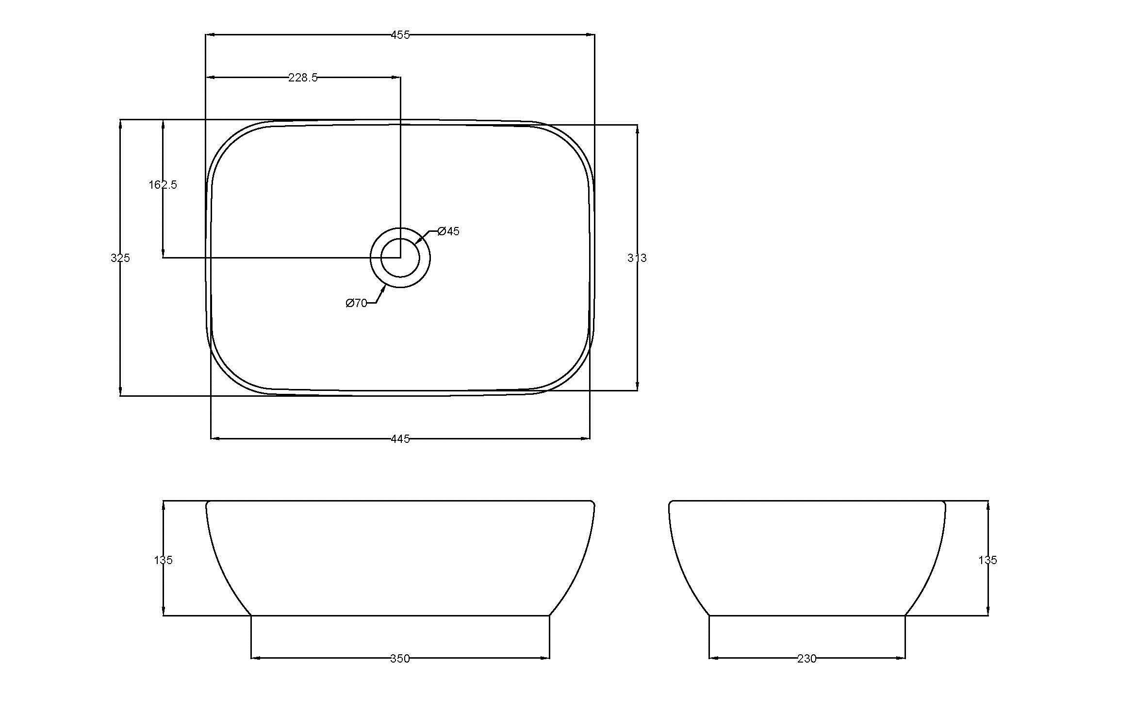 Rectangular Washbowl 455mm