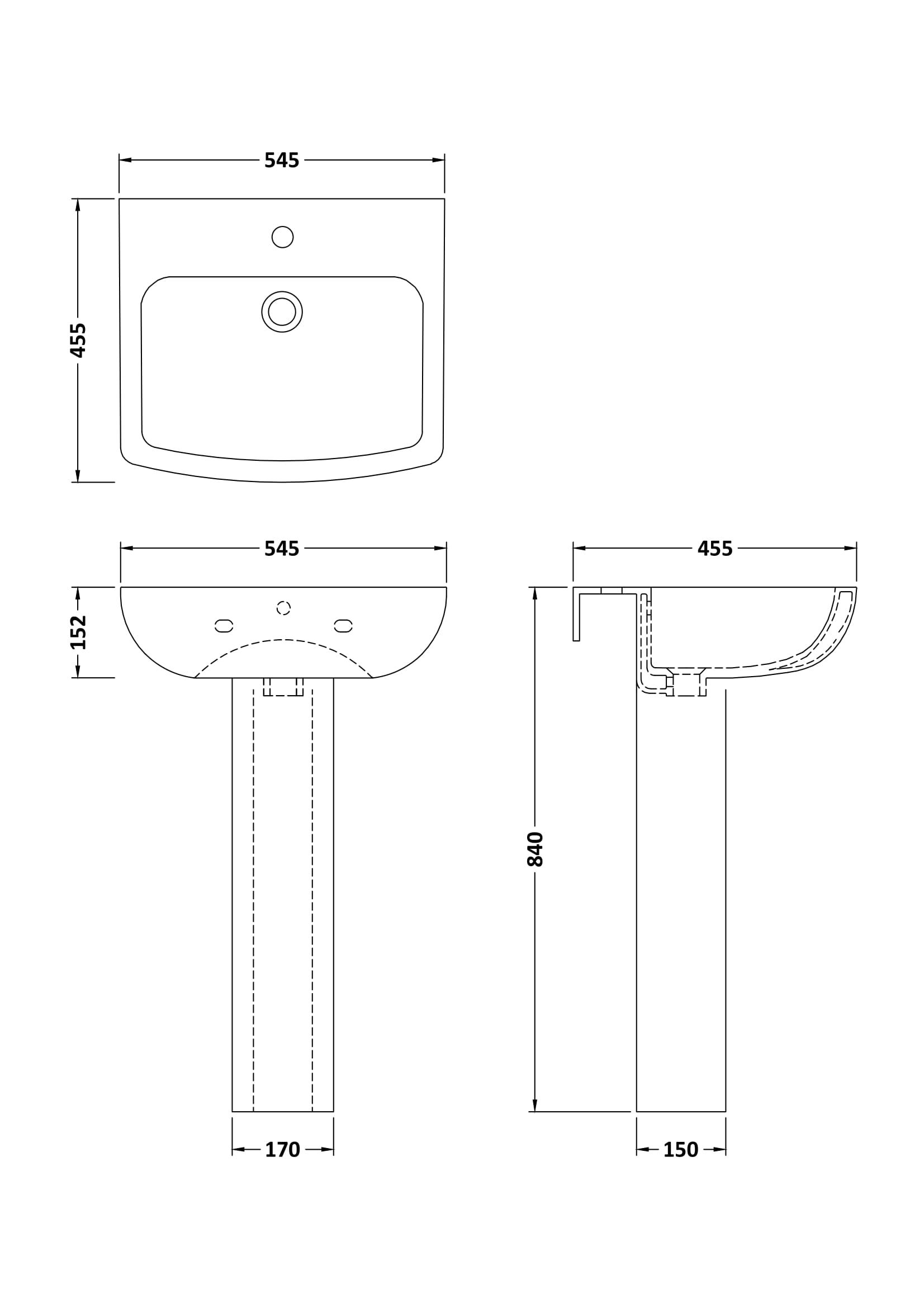 Round 550mm Sink And Pedestal