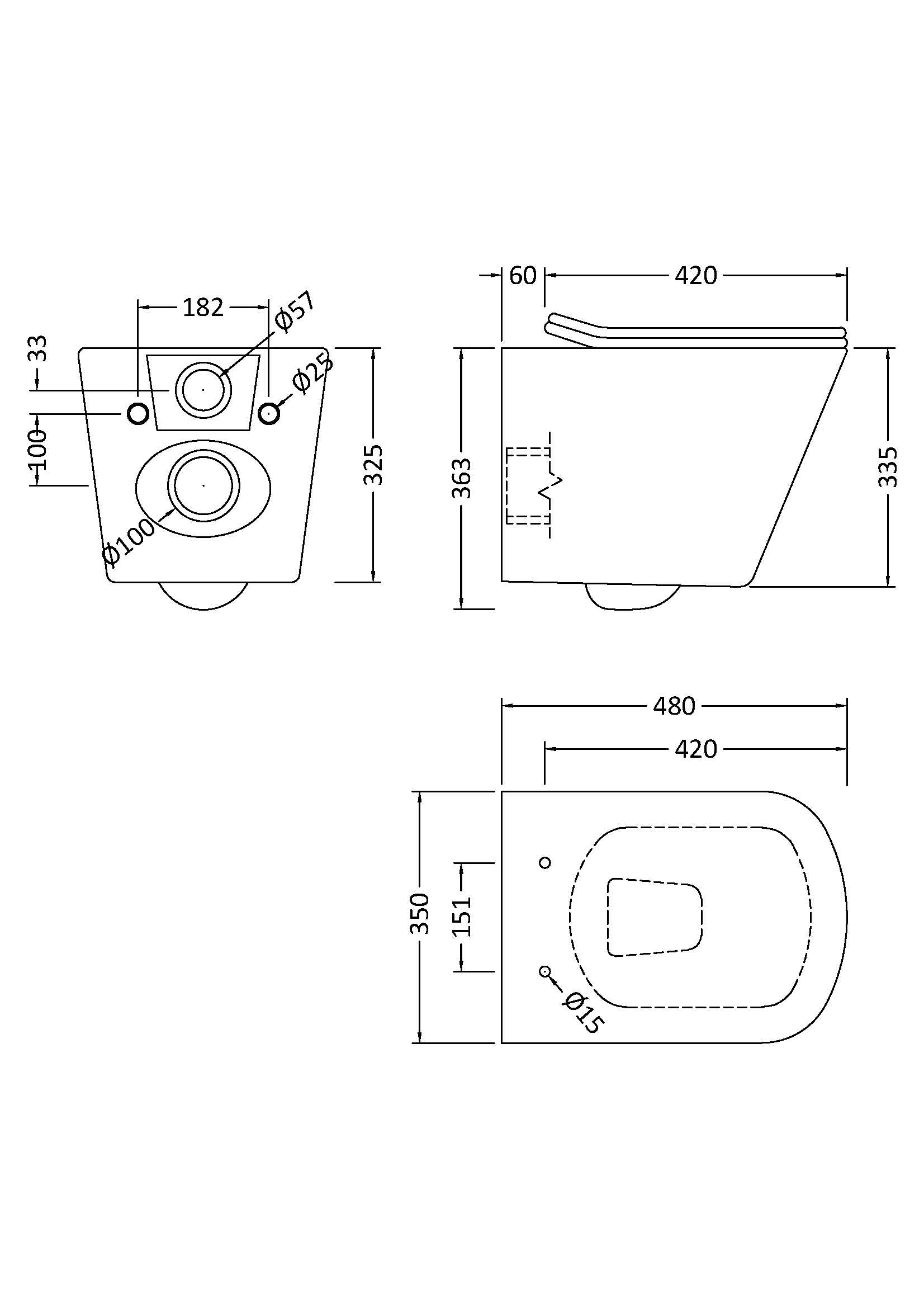 Rimless Wall Hung Pan & Seat