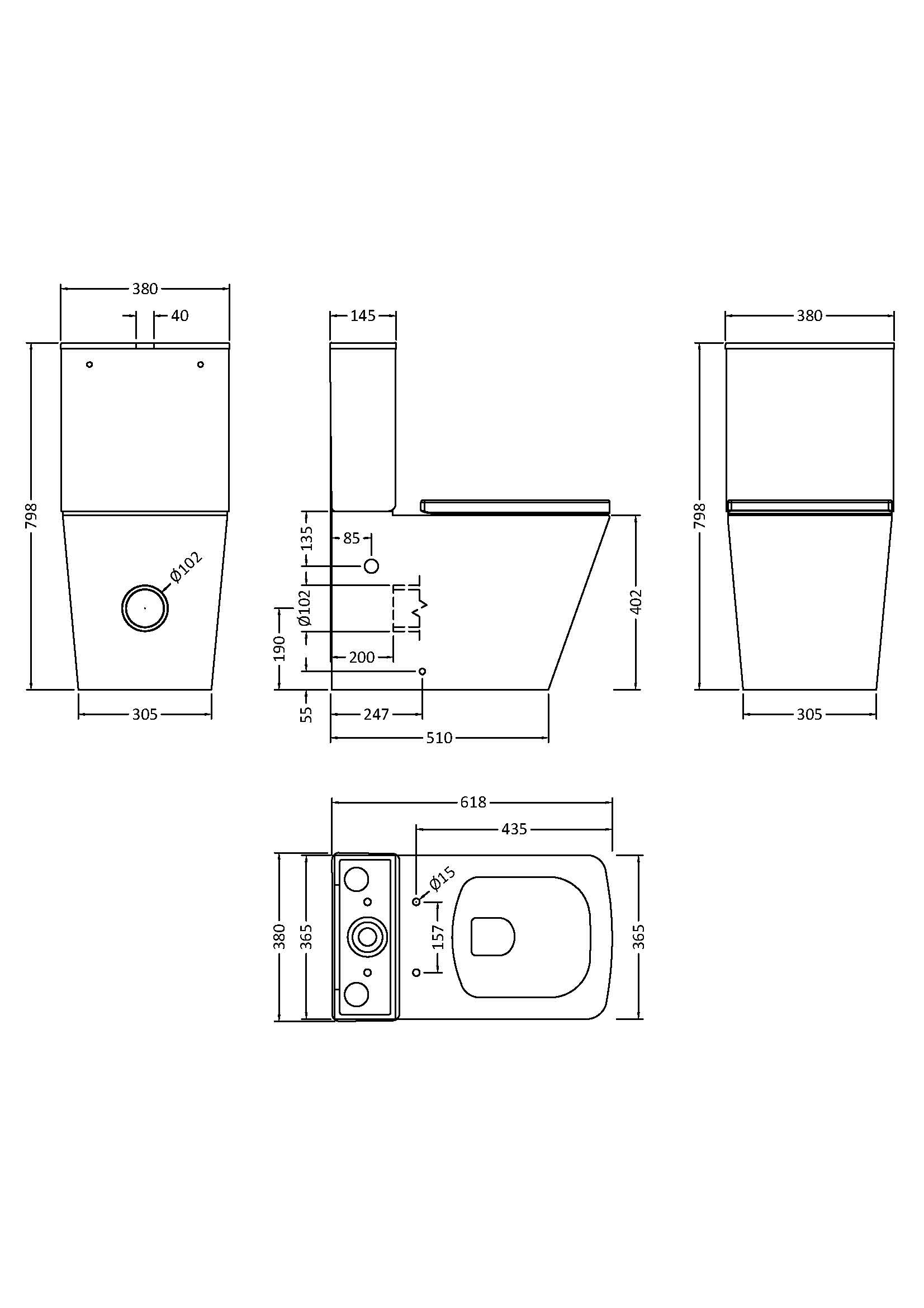 Rimless Flush To Wall Pan, Cistern & Seat