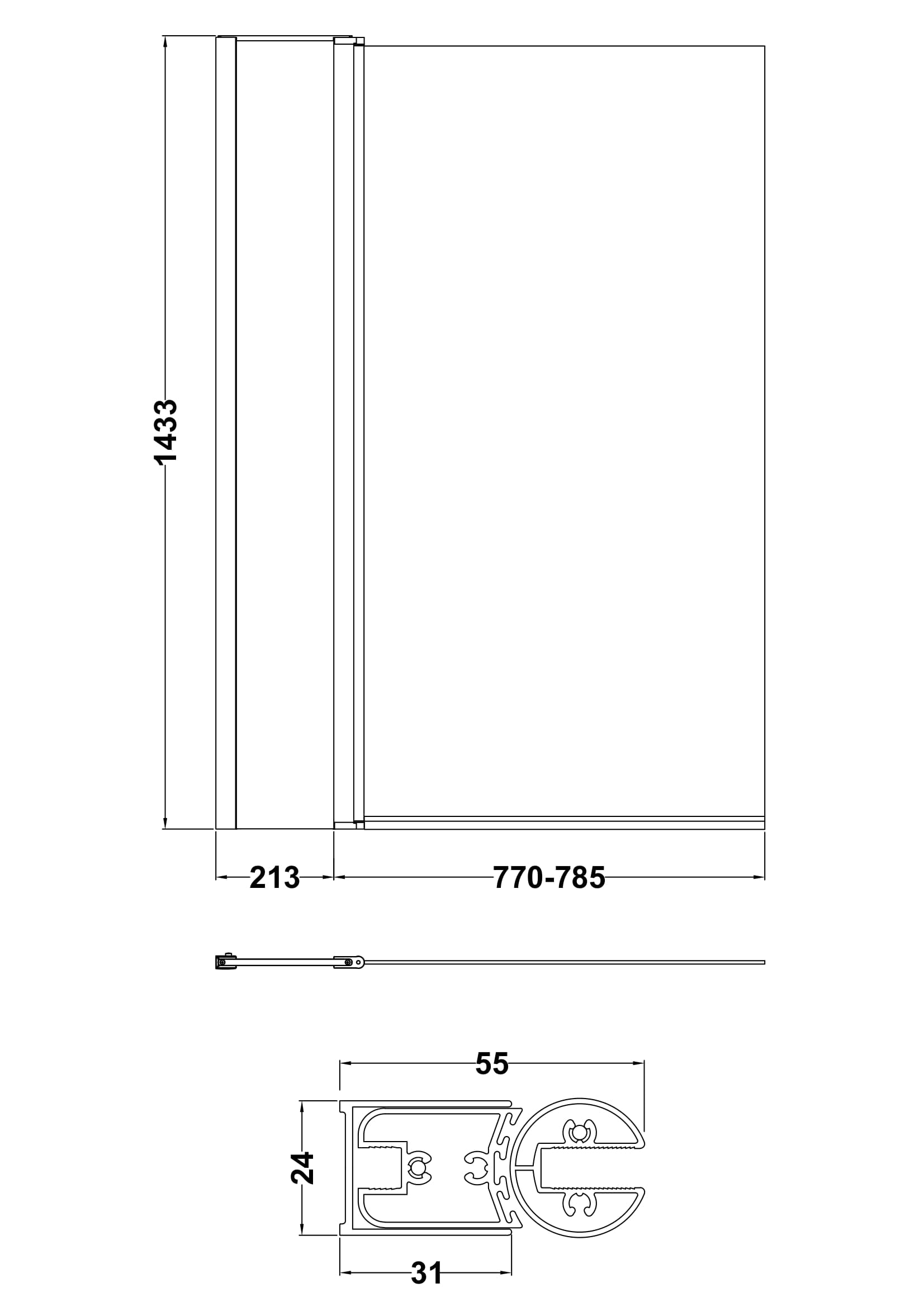Square Bath Screen With Fixed Panel