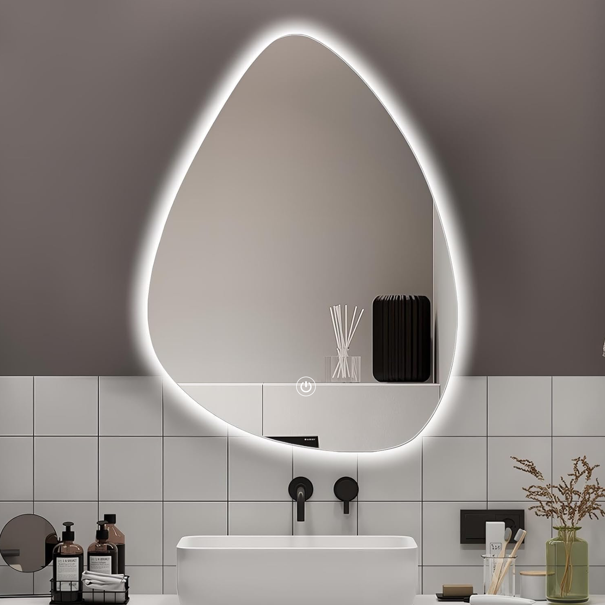Arko Bathroom Teardrop LED Mirror with Lights 500x700mm - Wall Mounted Vanity Mirror -Bathroom mirror Illuminated LED mirror