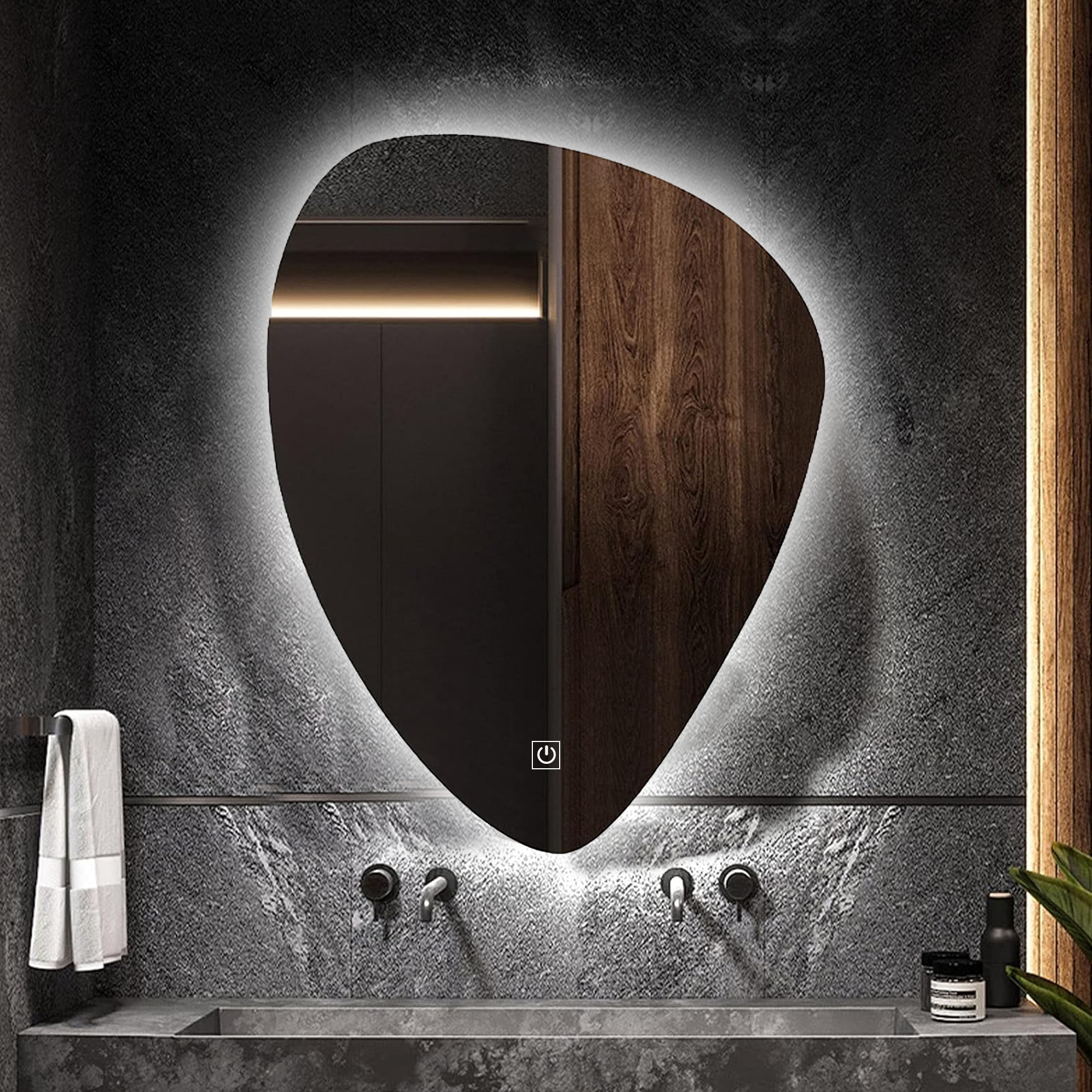 Arko Bathroom Teardrop LED Mirror with Lights 500x700mm - Wall Mounted Vanity Mirror -Bathroom mirror Illuminated LED mirror