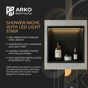 ARKO Shower Niche with LED Light Wall Insert, Bathroom Shower Storage Shelf, BLACK