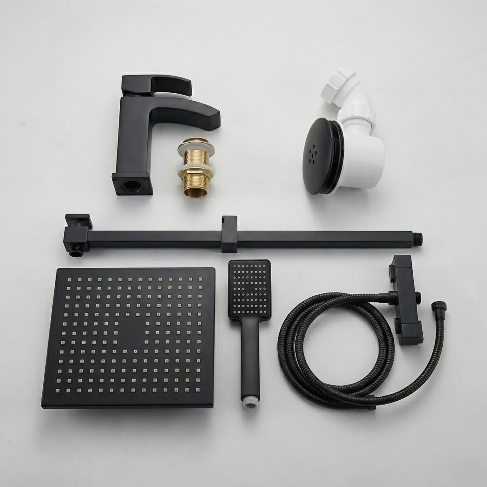 Arko Bathroom Vista Mixer Shower & Basin Mixer Tap Sets with Bath Shower Waste – Black