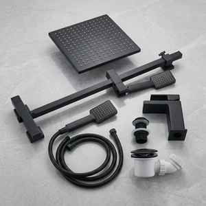 Arko Bathroom Waterfall Mixer Shower & Basin Mixer Tap Sets with Bath Shower Waste – Black