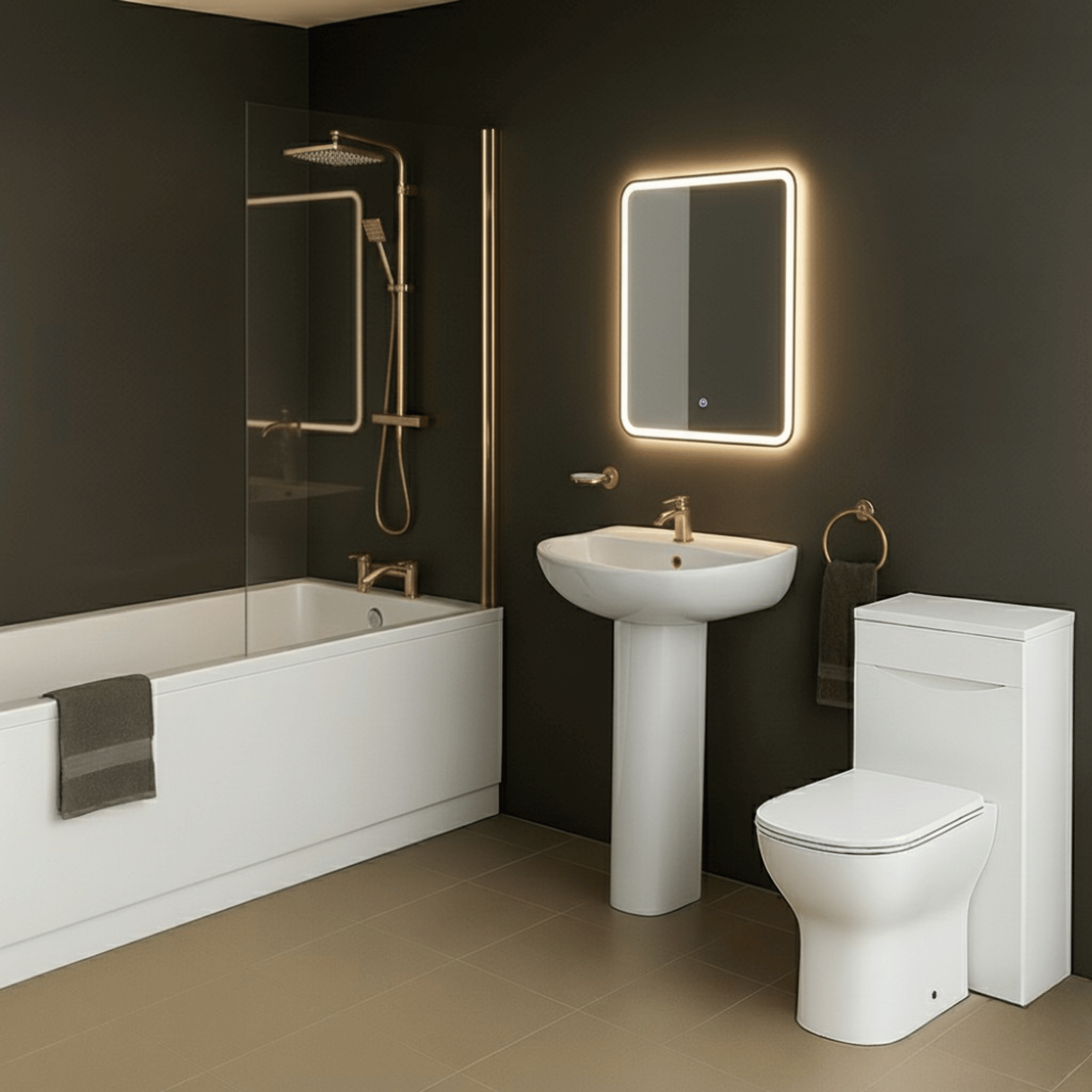 Arko Vista Complete Bathroom Suite -  Brass