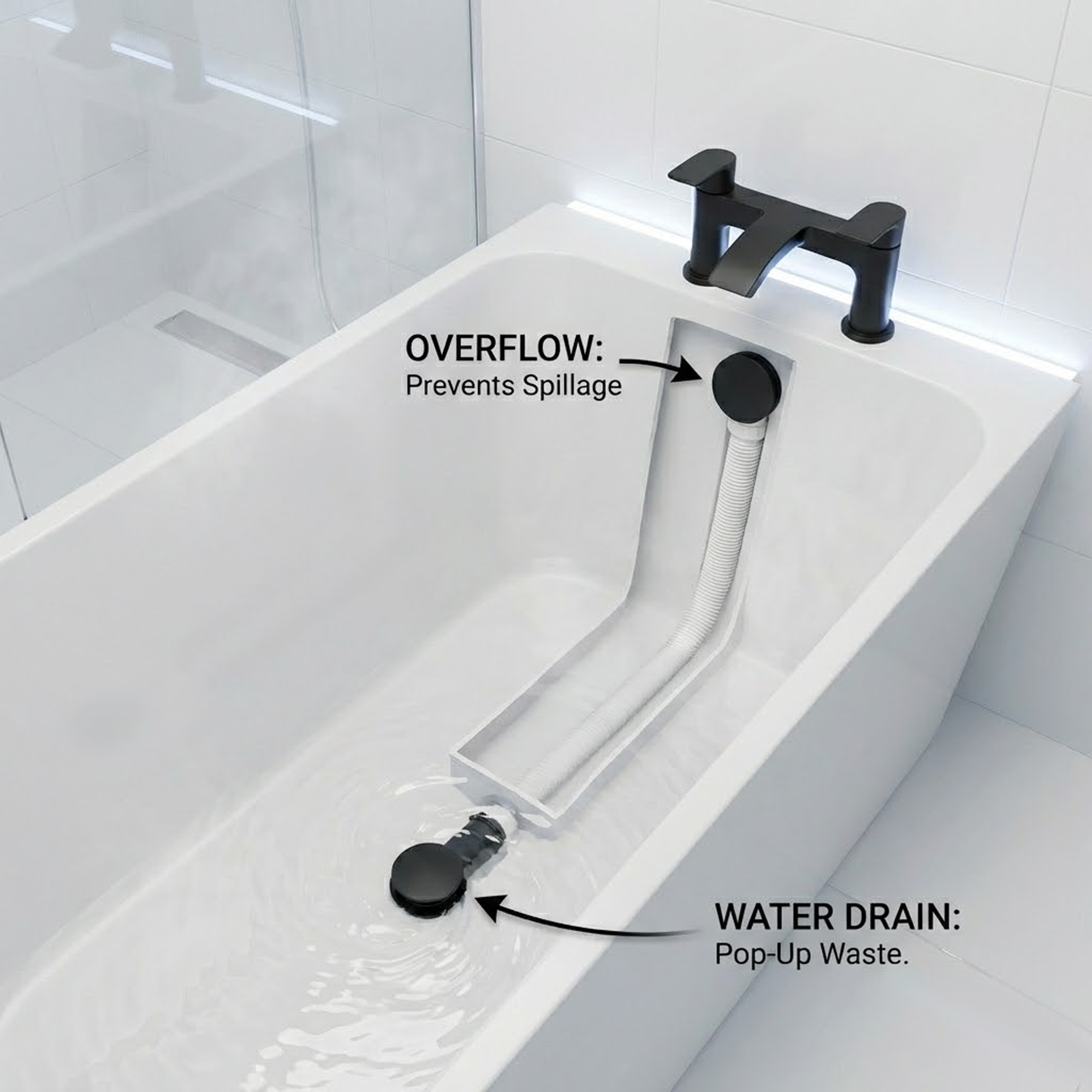 ARKO Capri Basin Mixer Tap, Bath Filler & Thermostatic Mixer Shower Set with Bath Waste – Black
