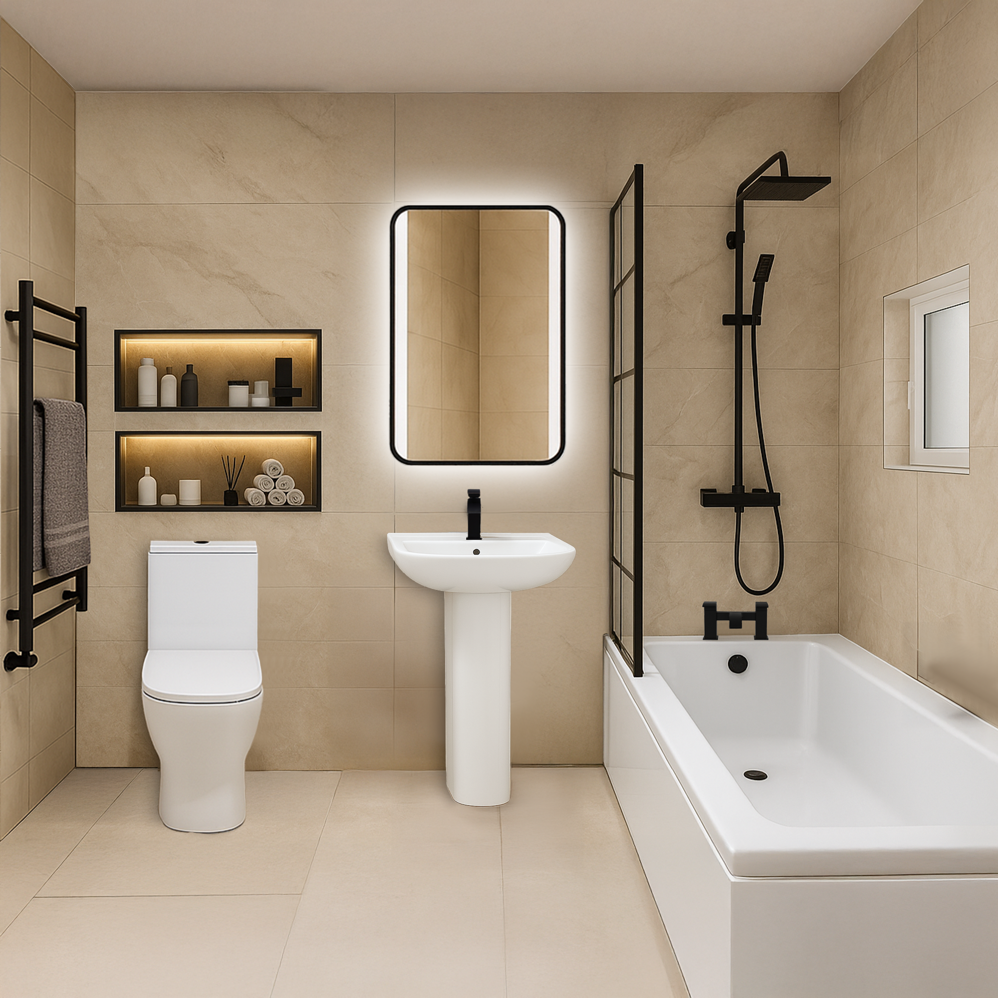 Arko Vista Complete Bathroom Suite -  Black