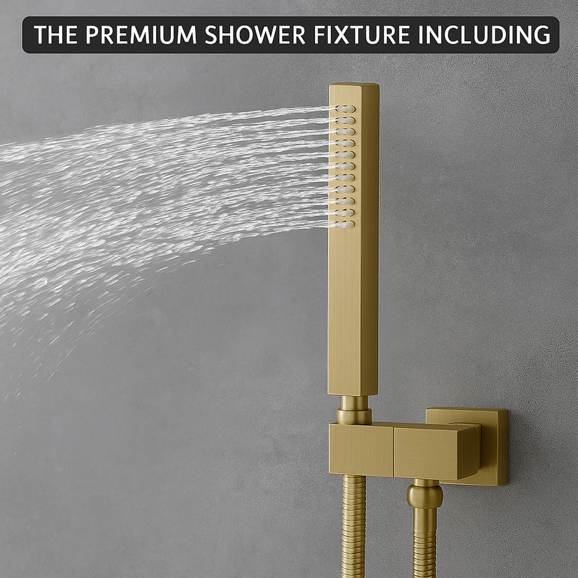 ARKO Square Concealed Thermostatic Shower Mixer 2 Dial Twin Head with Valve, Handset & Shower Waste – Brass