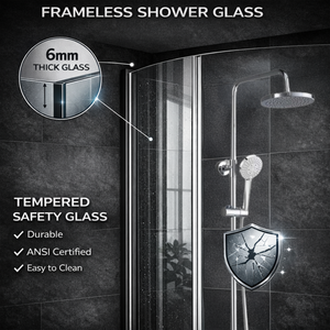 ARKO Round Rainfall Shower System with Handheld Spray & Curved Glass Sliding Shower Enclosure with Tray  - Chrome