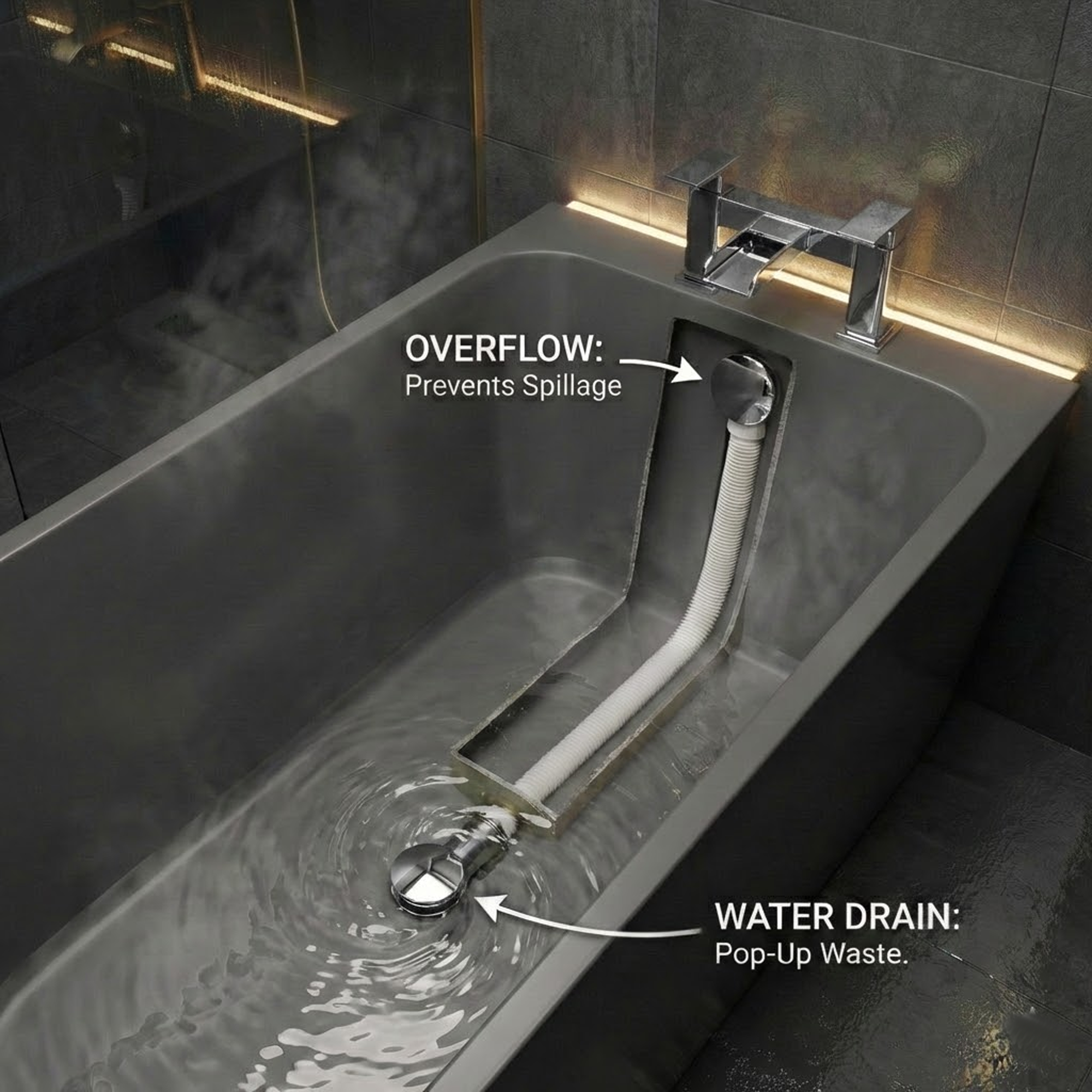 ARKO Waterfall Basin Mixer Tap, Bath Filler & Thermostatic Mixer Shower Set with Bath Waste – Chrome