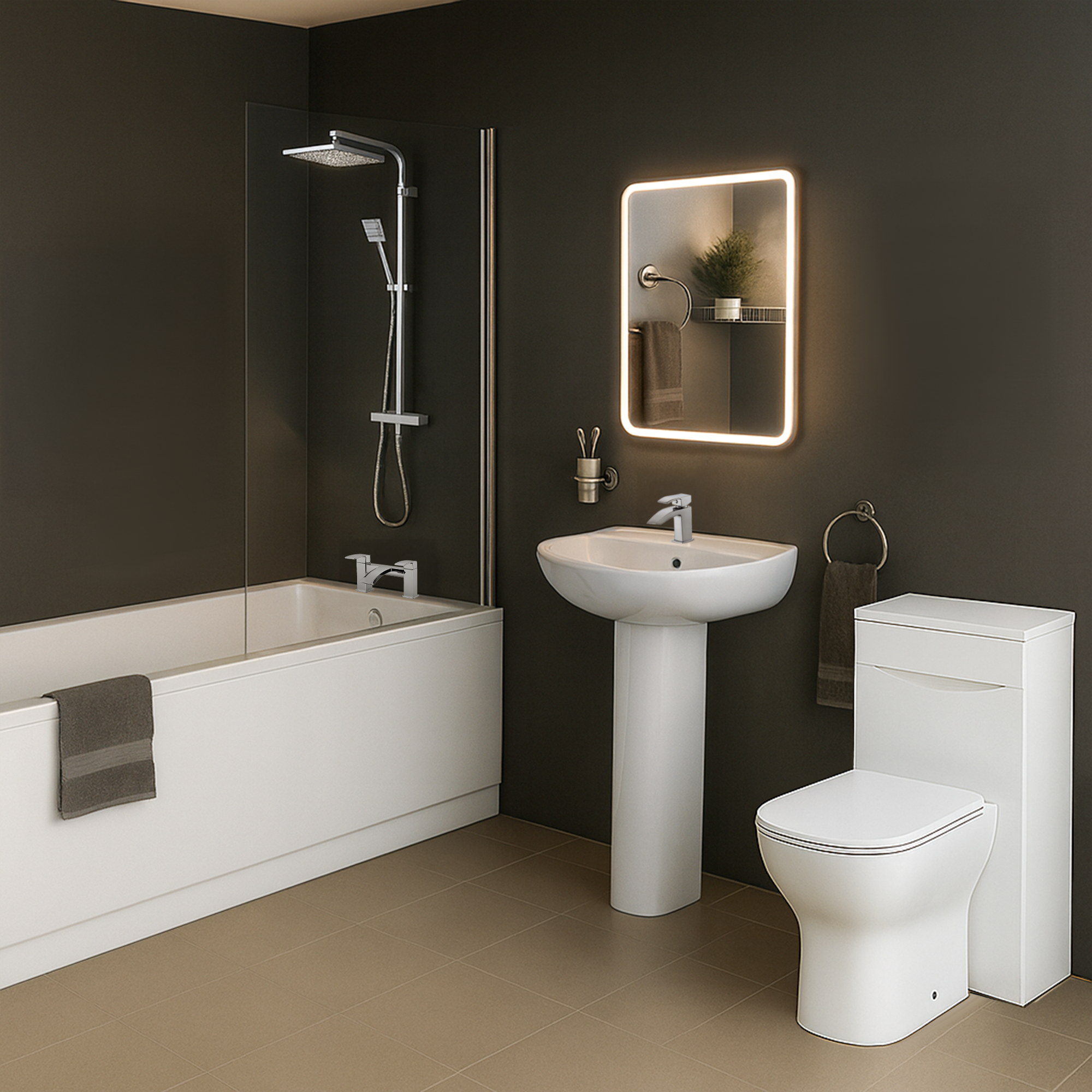 Arko Vista Complete Bathroom Suite -  Chrome