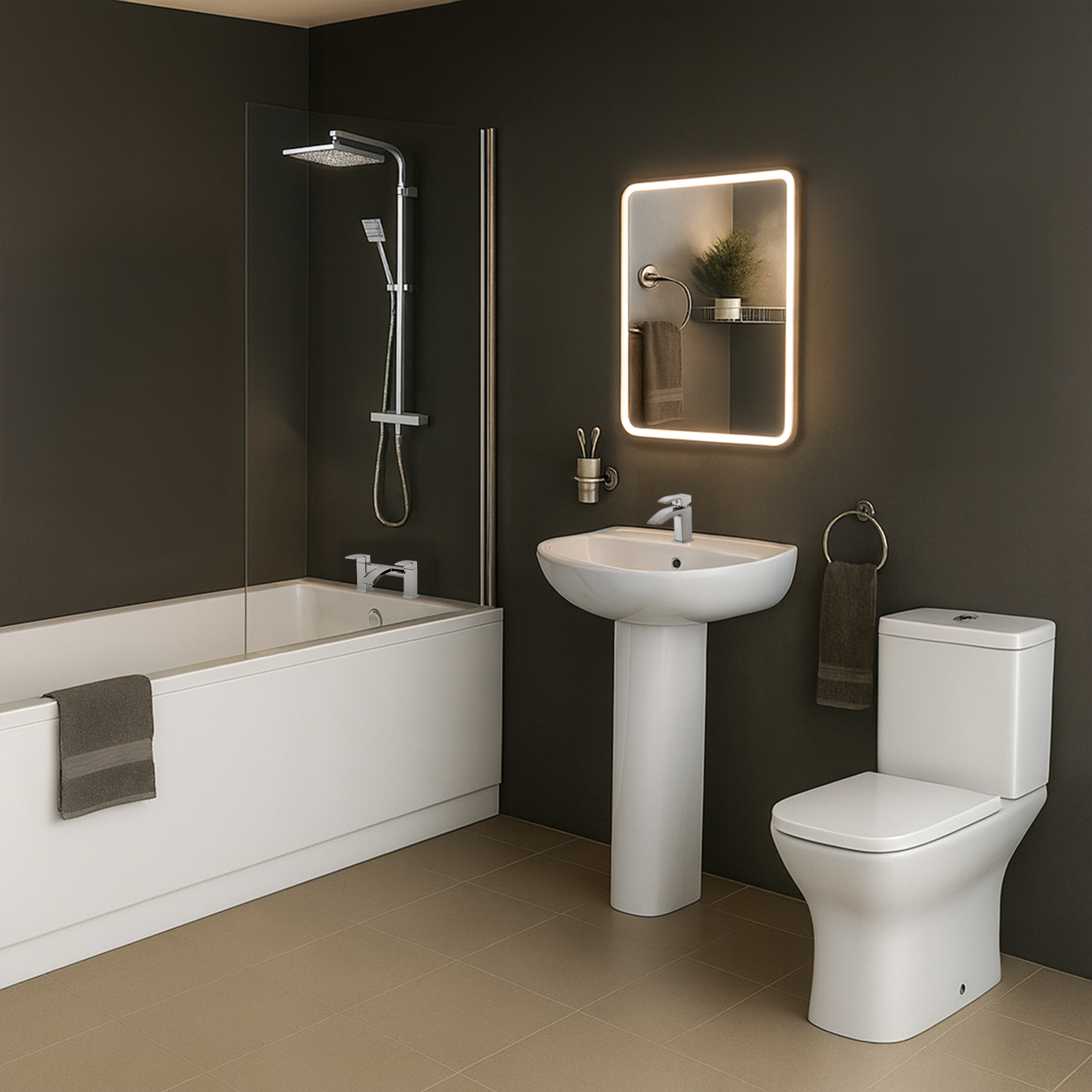 Arko Vista Complete Bathroom Suite -  Chrome
