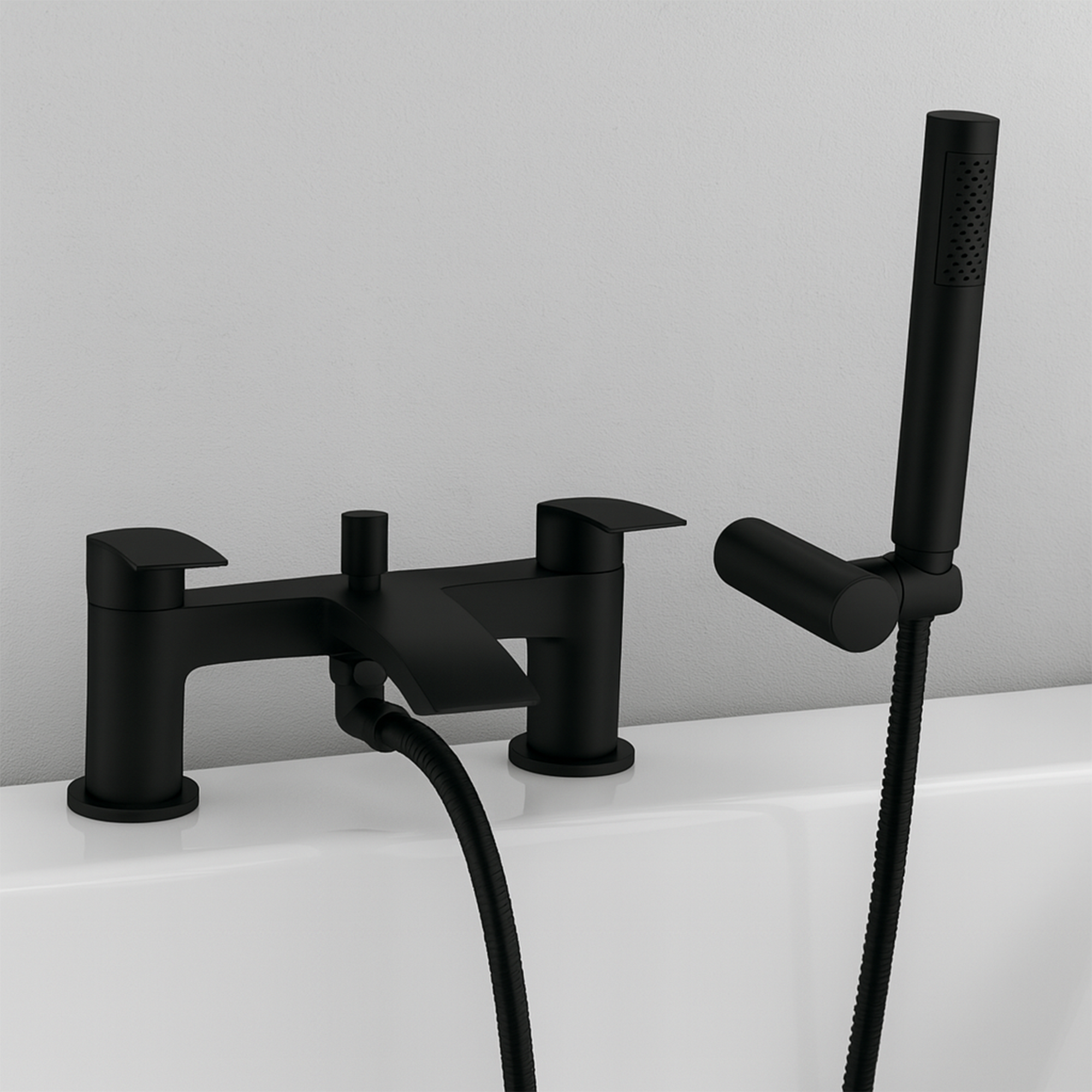 Arko Capri Basin Mixer Tap & Bath Shower Set with Bath Waste – Black