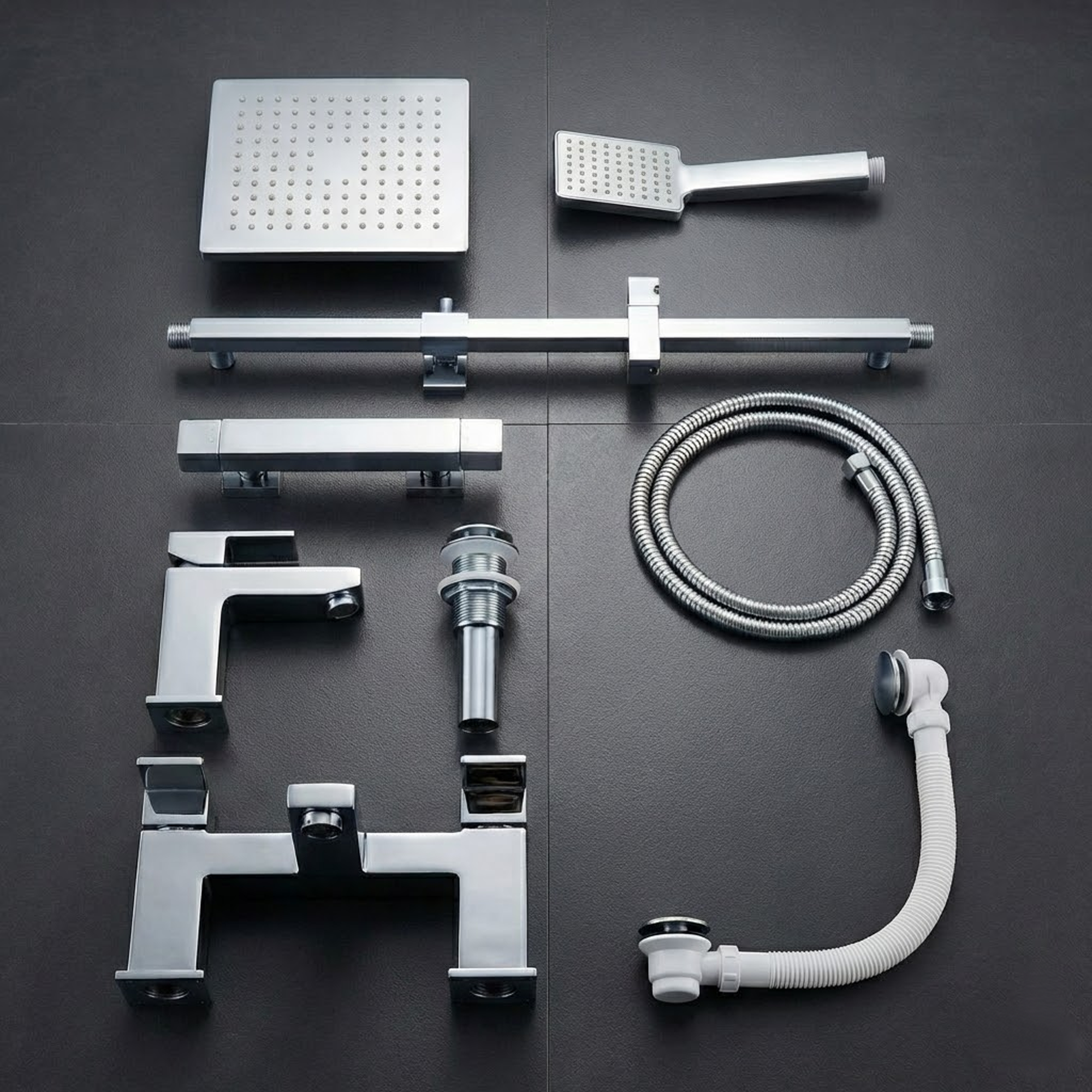 ARKO Verda Basin Mixer Tap, Bath Filler & Thermostatic Mixer Shower Set with Bath Waste – Chrome