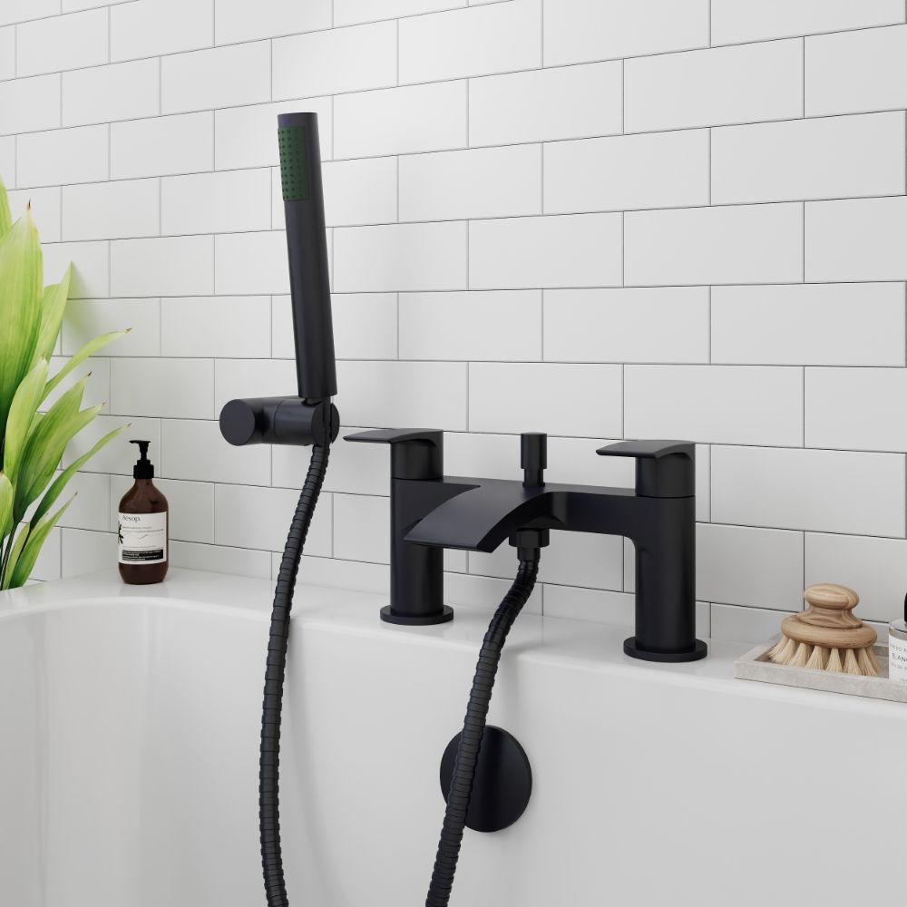 Capri Black Bath Shower Mixer Tap with Shower Kit