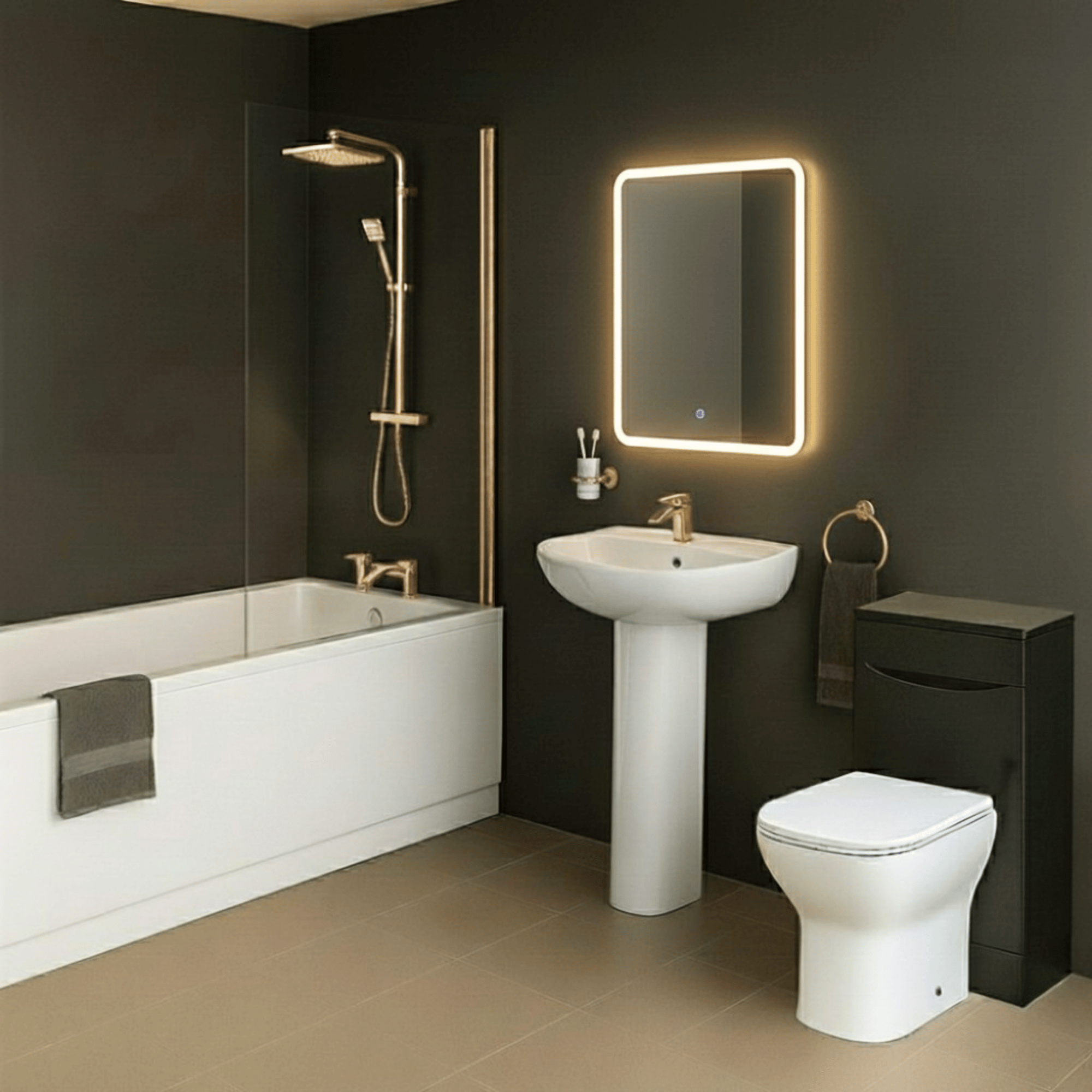 Arko Vista Complete Bathroom Suite -  Brass