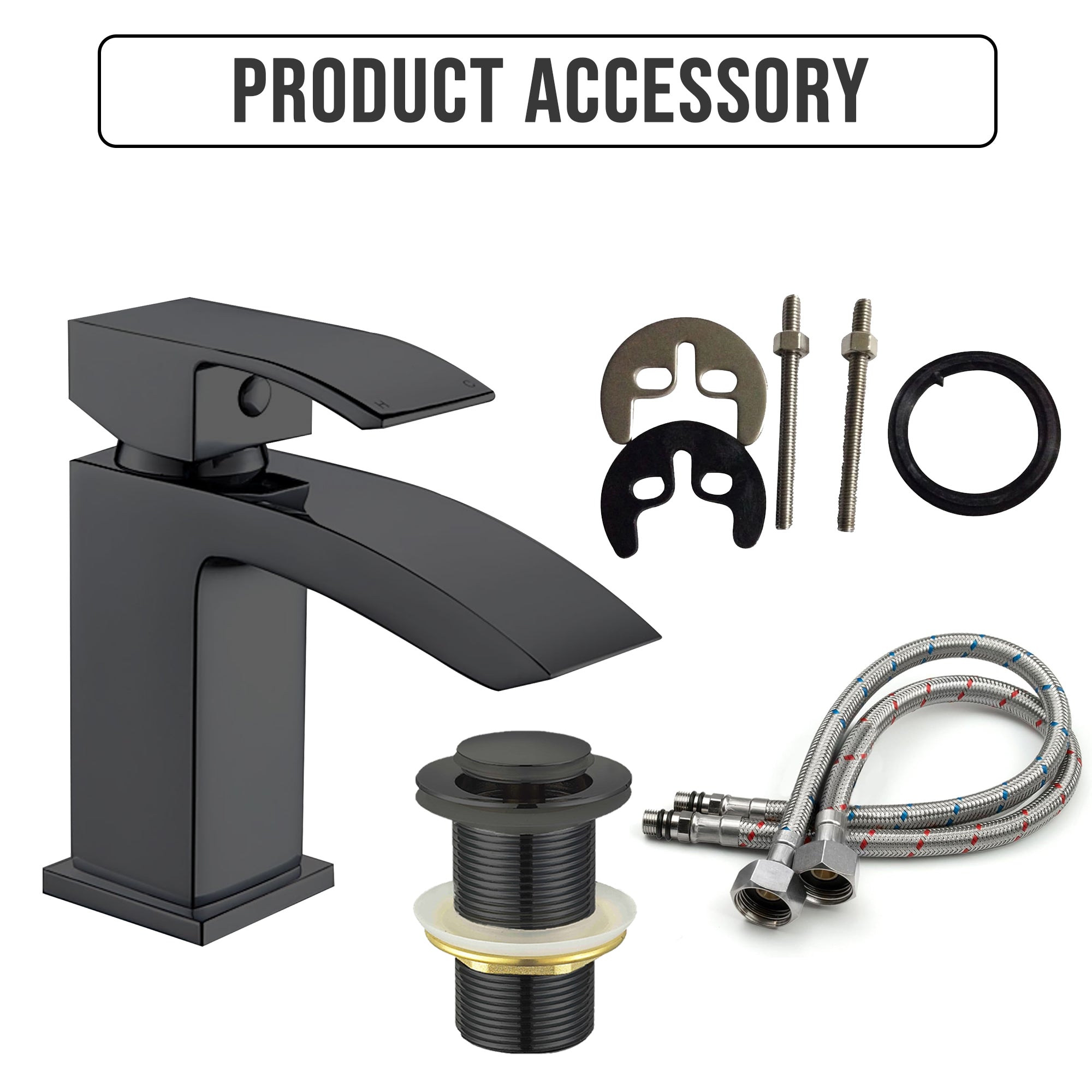 Vista Black Square Basin Mixer Tap Black