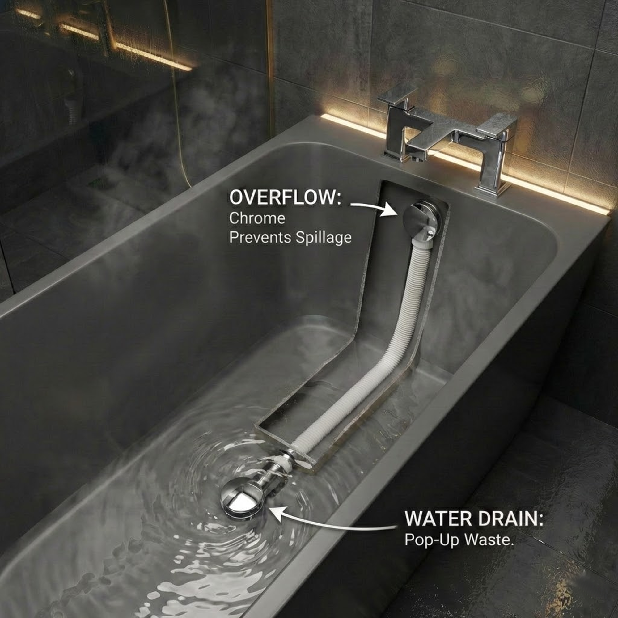 ARKO Verda Basin Mixer Tap, Bath Filler & Thermostatic Mixer Shower Set with Bath Waste – Chrome