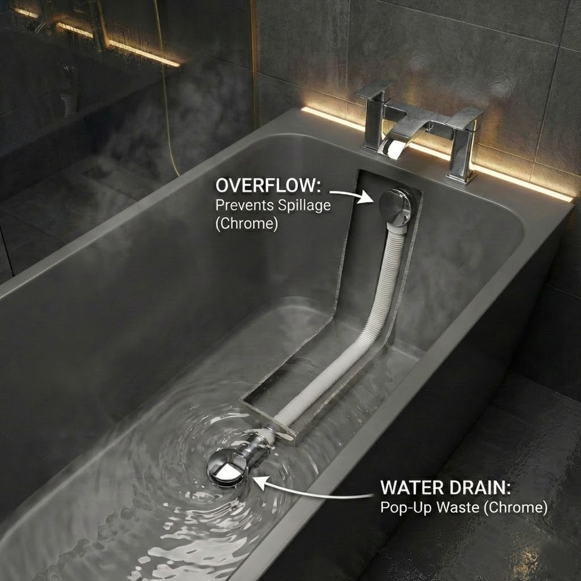 ARKO Vista Basin Mixer Tap, Bath Filler & Thermostatic Mixer Shower Set with Bath Waste – Chrome
