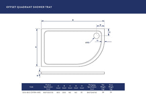 1200X800 Offset Quadrant Tray (Right Hand)