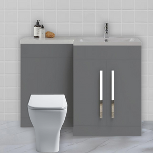 Arko Tana 1100mm Bathroom Vanity Unit Set Basin Sink Toilet WC Right Hand Furniture Storage - Grey
