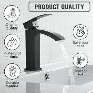 Vista Black Square Basin Mixer Tap Black
