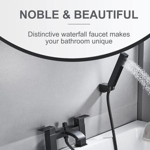 Vista Modern Black Bath Shower Mixer with Shower Kit – Matte Black