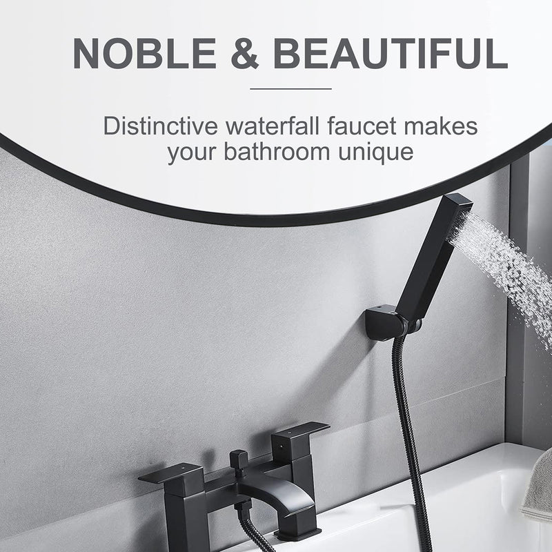 Vista Modern Black Bath Shower Mixer with Shower Kit – Matte Black