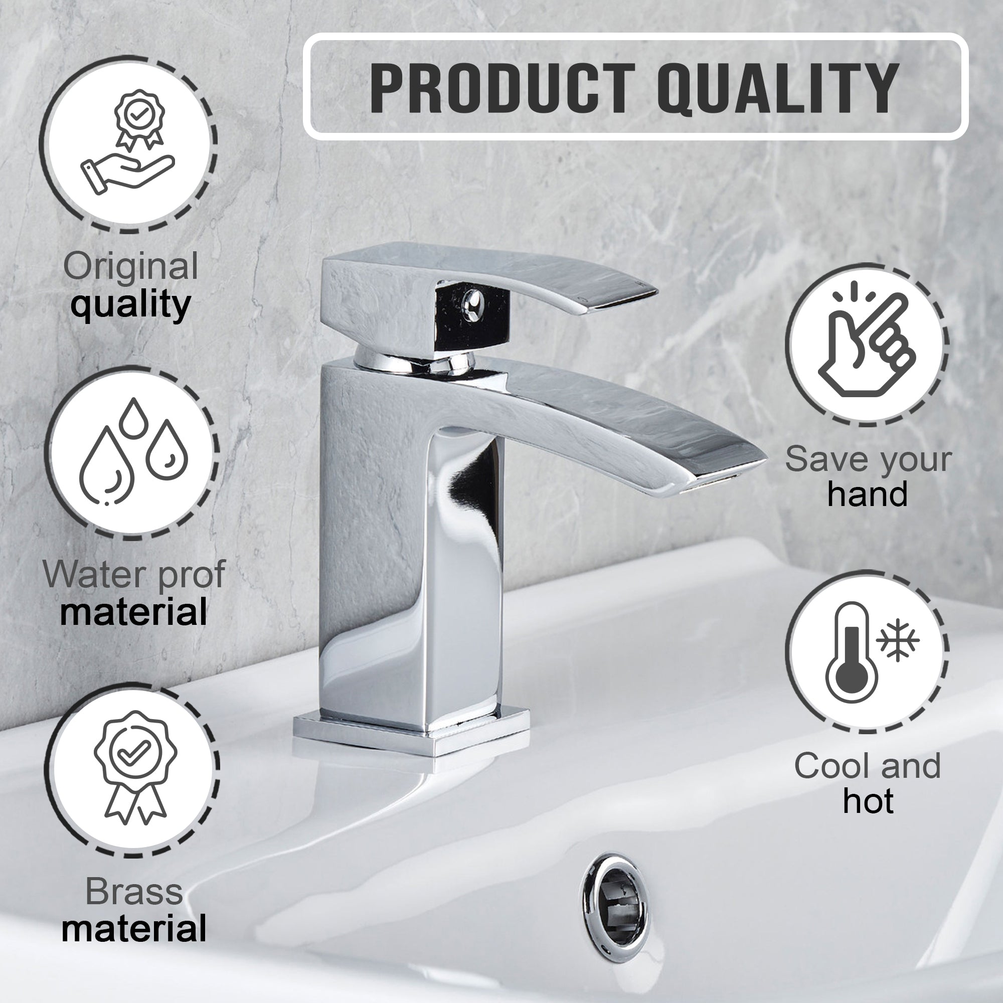 Vista Chrome Square Basin Mixer Tap
