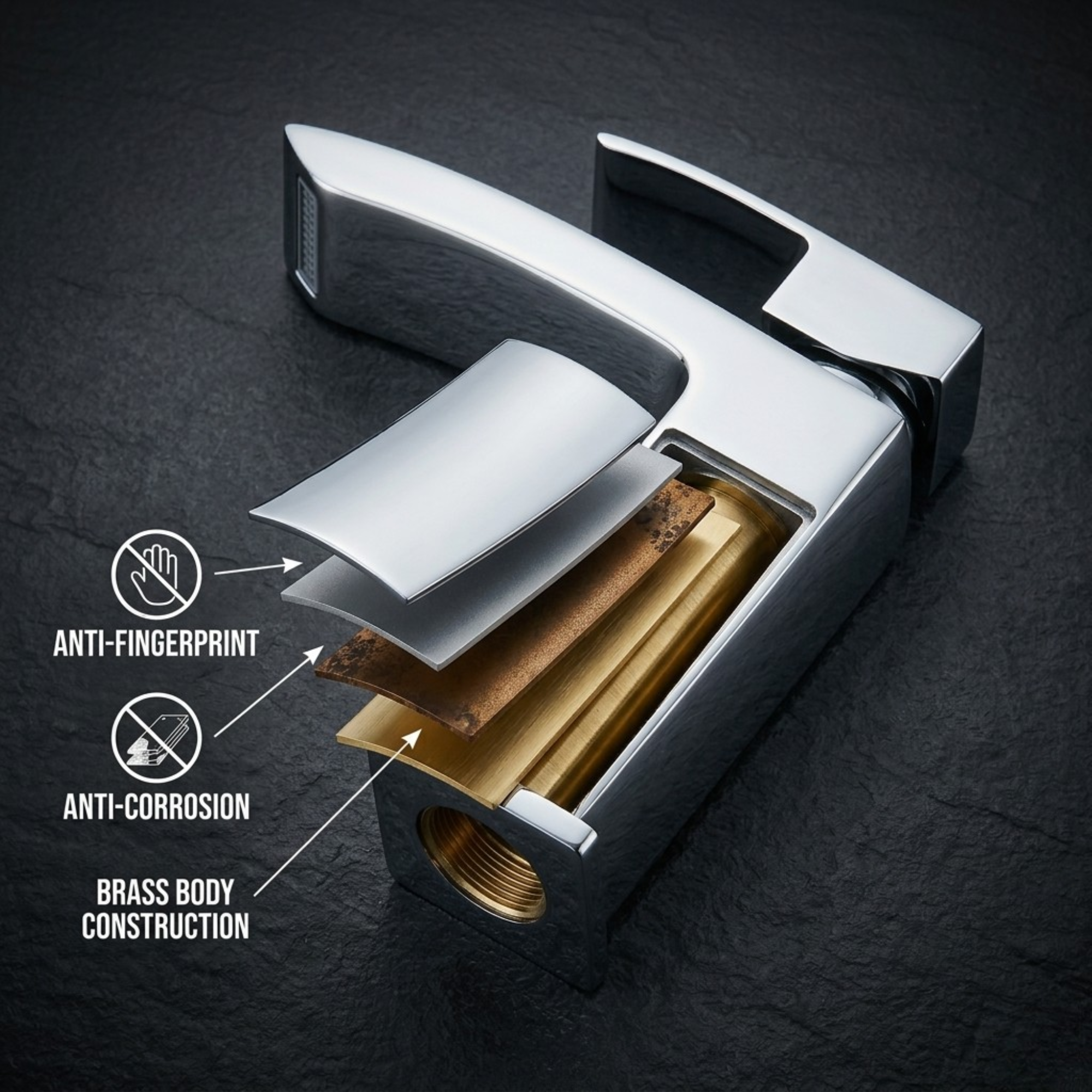 Vista Chrome Square Basin Mixer Tap