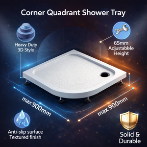 ARKO Square Rainfall Shower System with Handheld Spray & Curved Glass Sliding Shower Enclosure with Tray & Waste - Chrome