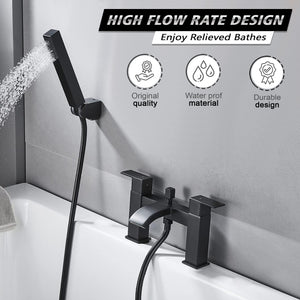Vista Modern Black Bath Shower Mixer with Shower Kit – Matte Black