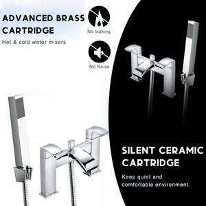 Vista Modern Bath Shower Mixer Tap with Shower Kit – Chrome