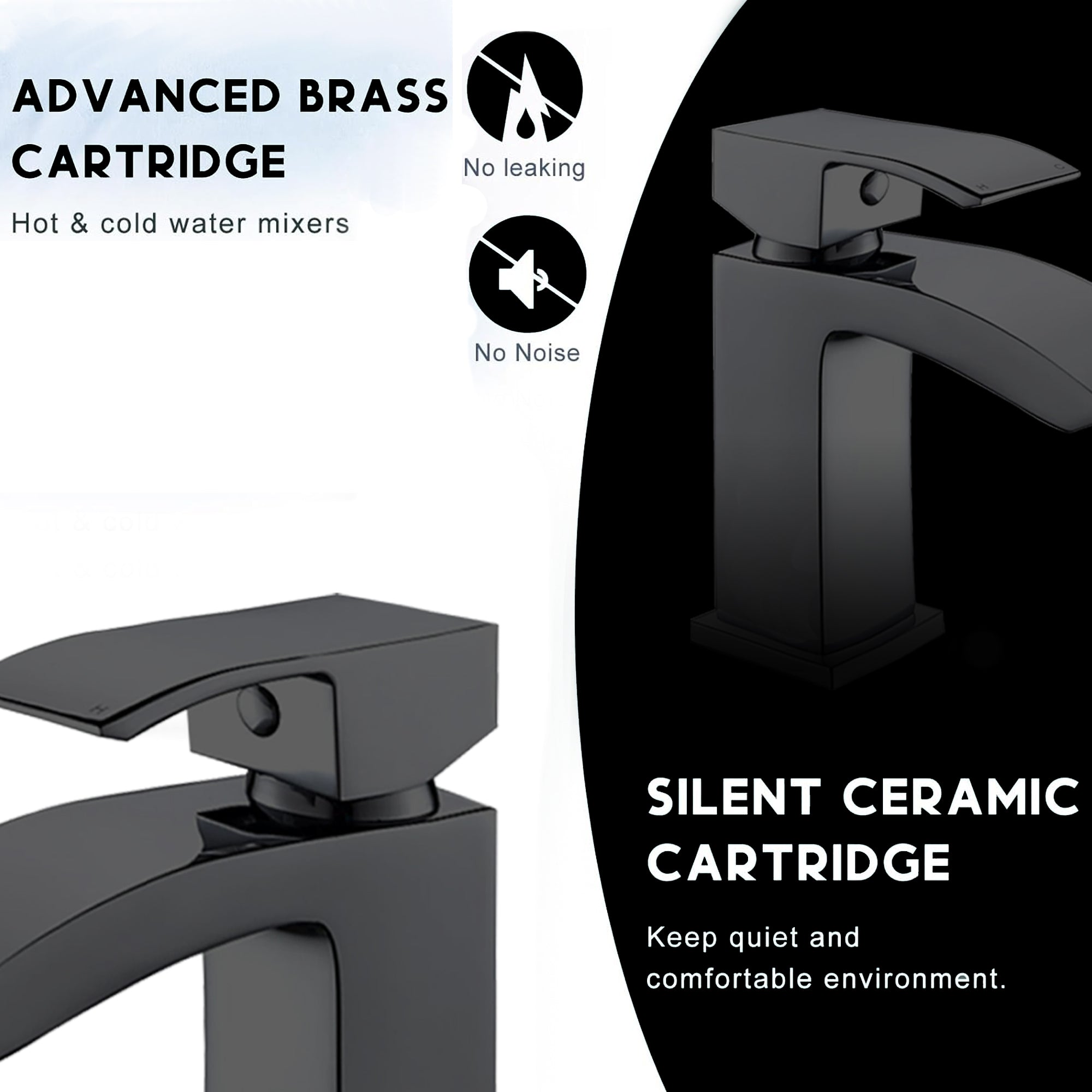 Vista Black Square Basin Mixer Tap Black