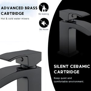 Vista Black Square Basin Mixer Tap Black