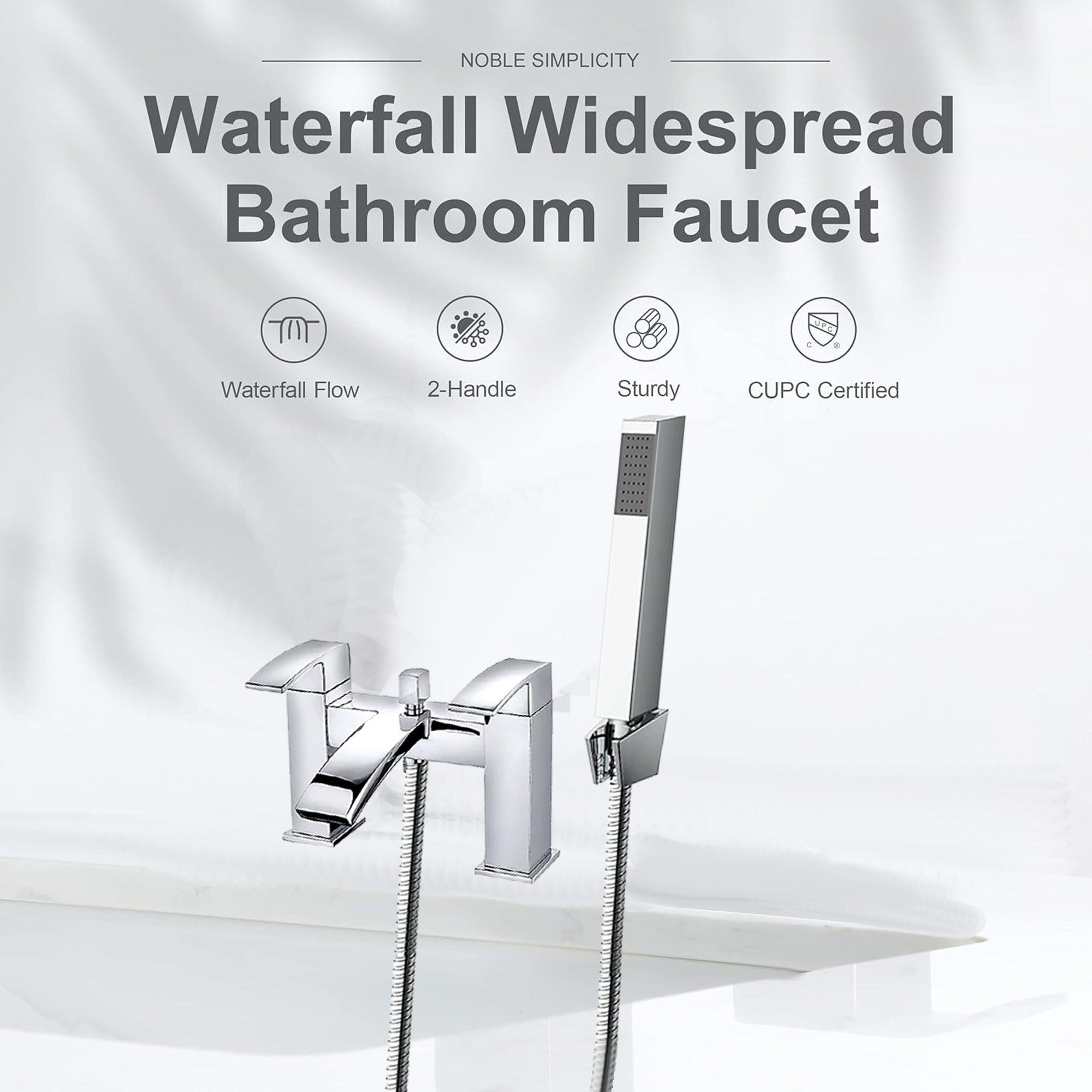 Vista Modern Bath Shower Mixer Tap with Shower Kit – Chrome