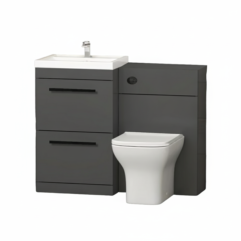 Arko 600mm Vanity Unit Bathroom Furniture Set with Basin, Concealed Toilet Pan & Soft-Close Seat – Anthracite