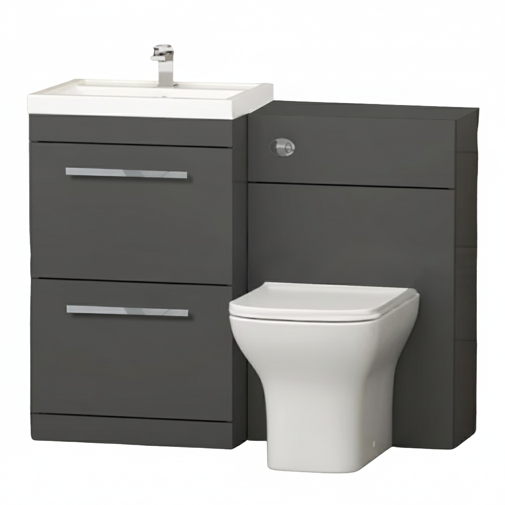 Arko 600mm Vanity Unit Bathroom Furniture Set with Basin, Concealed Toilet Pan & Soft-Close Seat – Anthracite